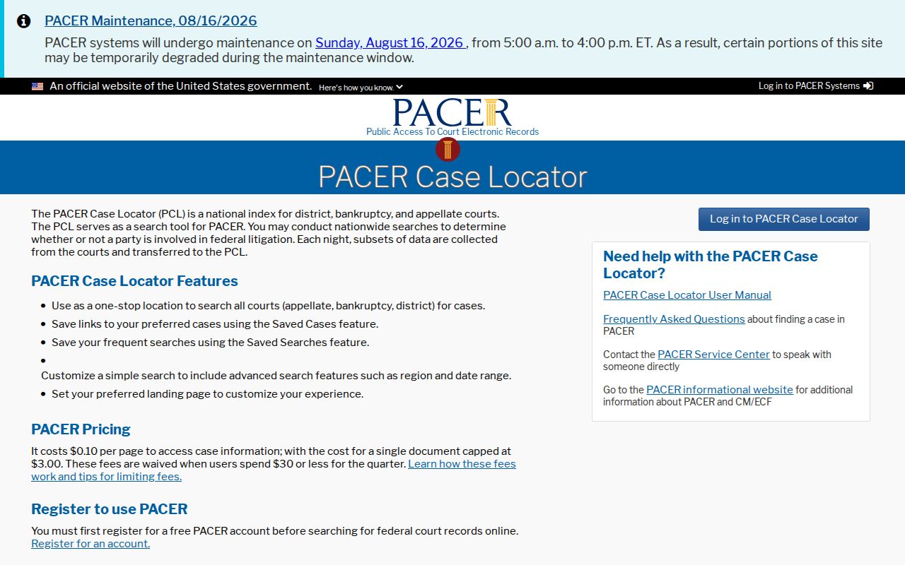 Kansas federal court dockets PACER Case Locator