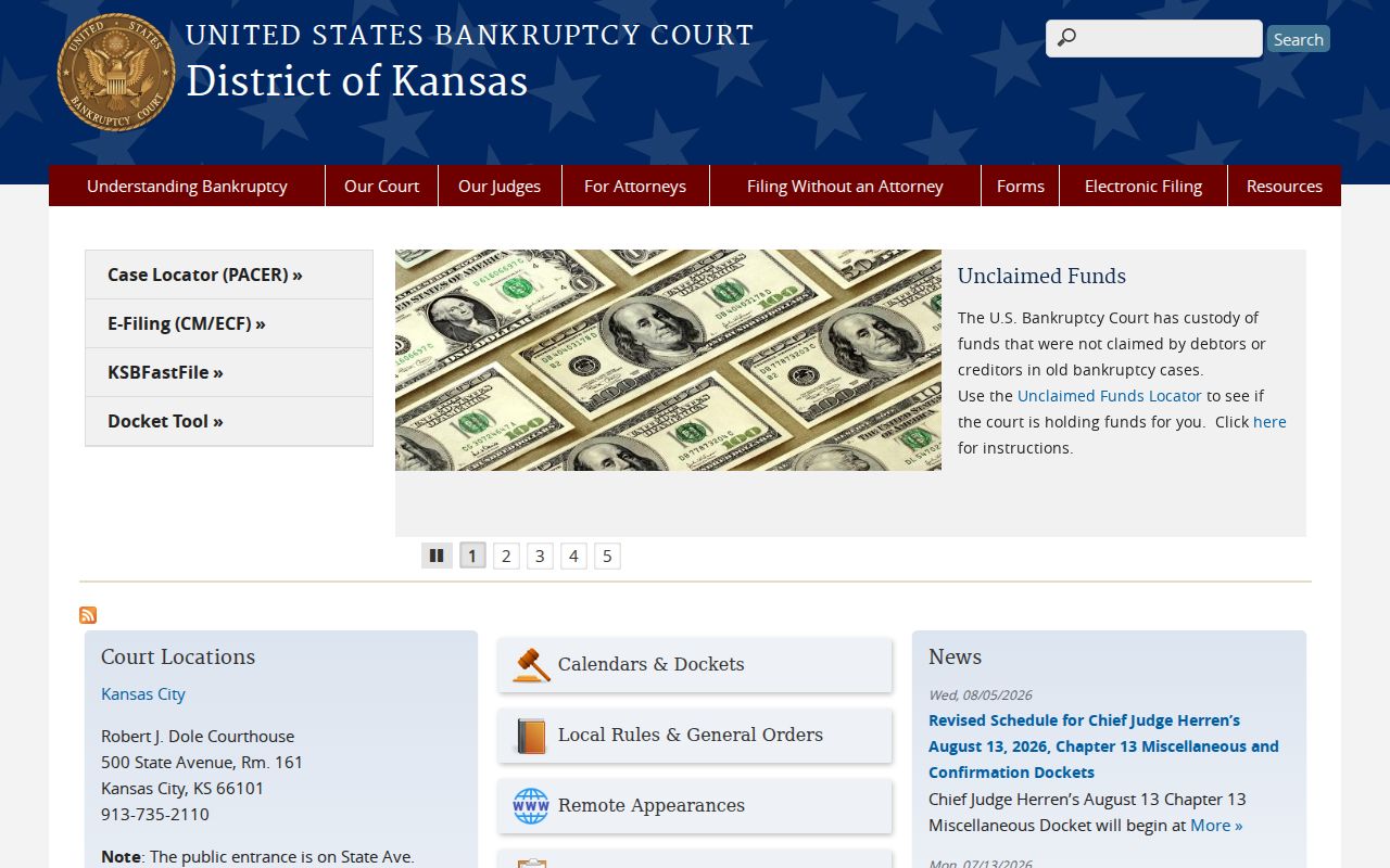 Kansas court dockets Bankruptcy Court for the District of Kansas