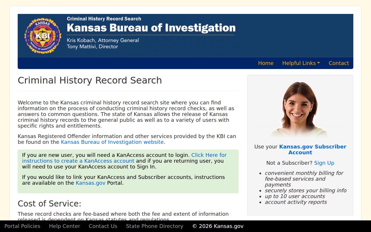 Kansas criminal court records KBI criminal history search service
