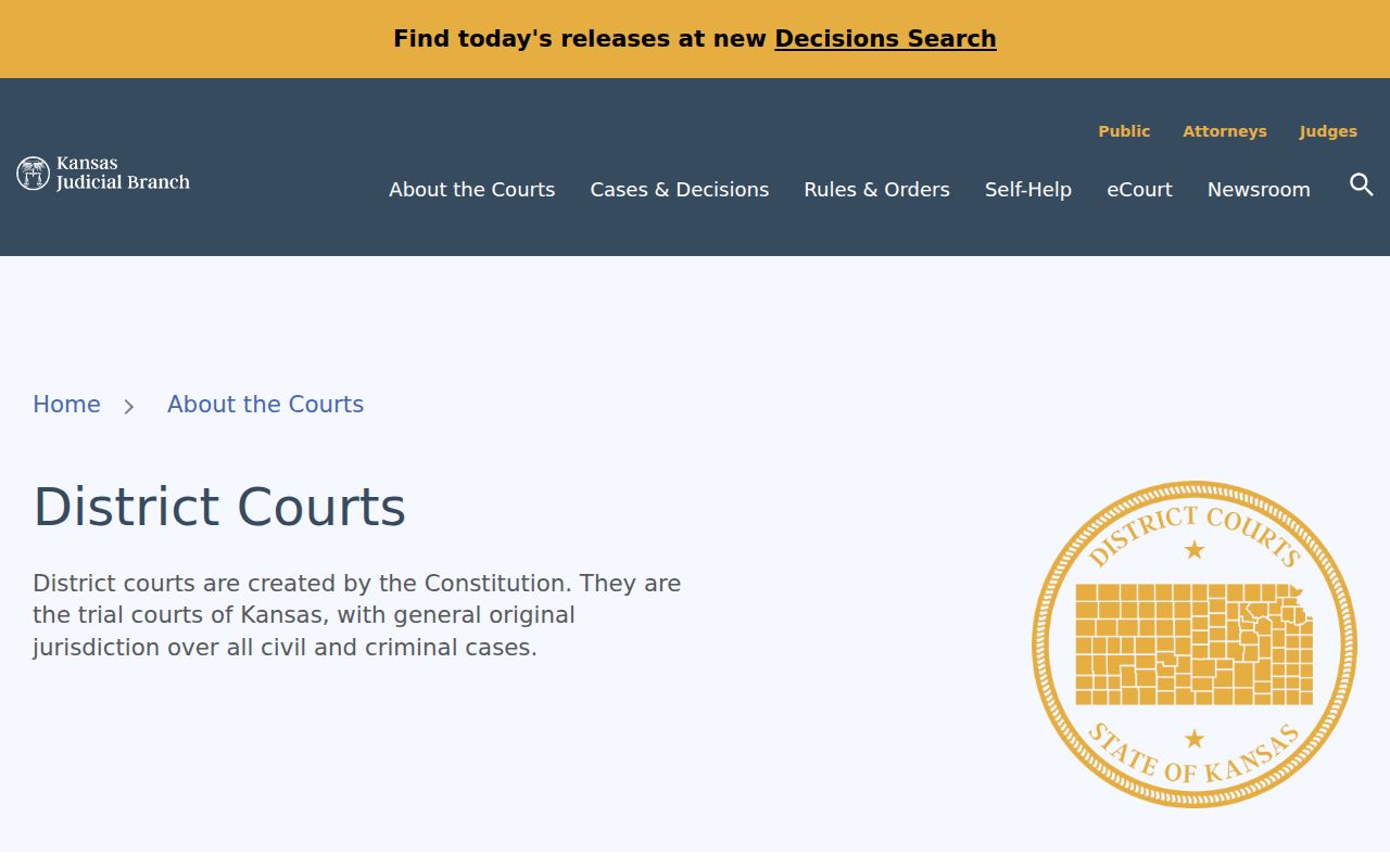 Kansas traffic court records district court structure